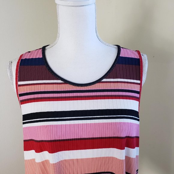 FYVE Scooped Neck Striped Sleeveless Tank Top Multicolor Size Large - Picture 2 of 10